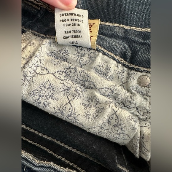 BIG STAR Long Kayla Straight Leg Denim Jeans Embellished Dark Wash Mid Rise - Picture 7 of 10